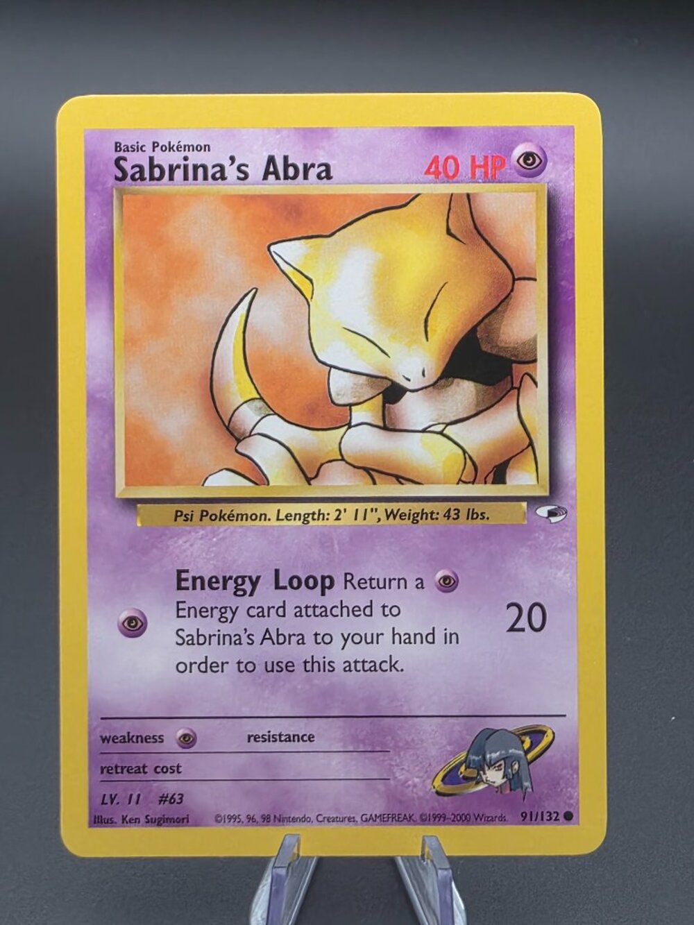 Sabrina’s Abra 91/132 Pokemon Gym Heroes Vintage Common MP
